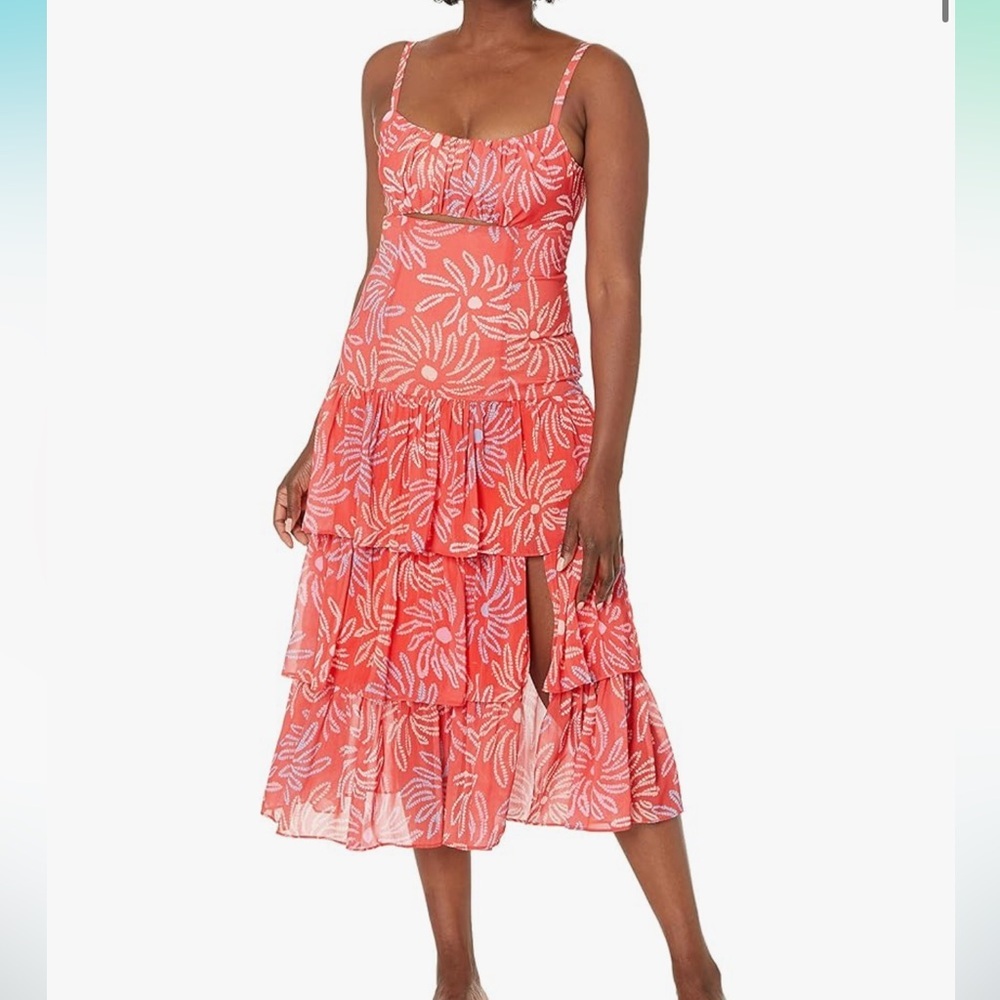 NWT Likely Bittersweet Red Dress With White & Blue Flowers  Size 0 Women's